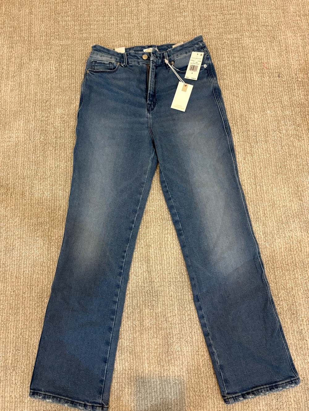 NWT Good American Good Curve Straight Jeans Blue858 Size 8/29